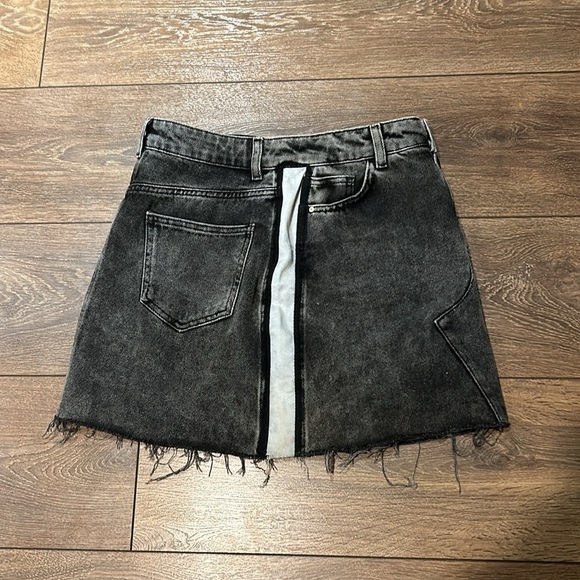 ZARA Women's Denim Mini Skirt with Side Stripes in Black/White│Size Small - Picture 10 of 10